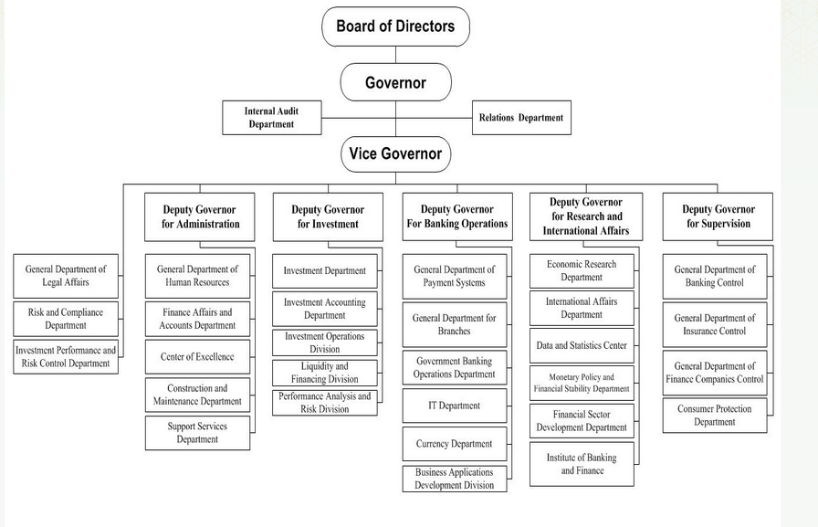 Organizational structure of Saudi Arabian Monetary Agency.