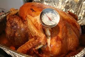 Meat thermometer on turkey
