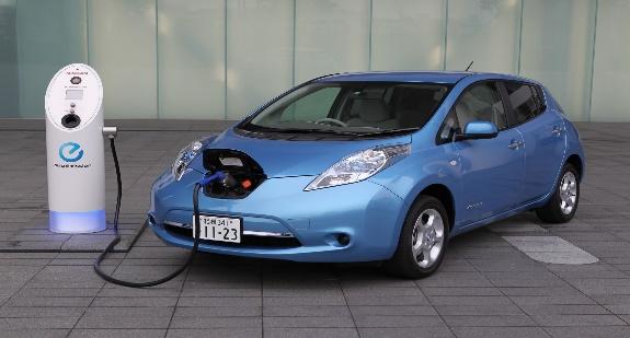 Nissan Leaf charging at an electric outlet (Howard, 2012)