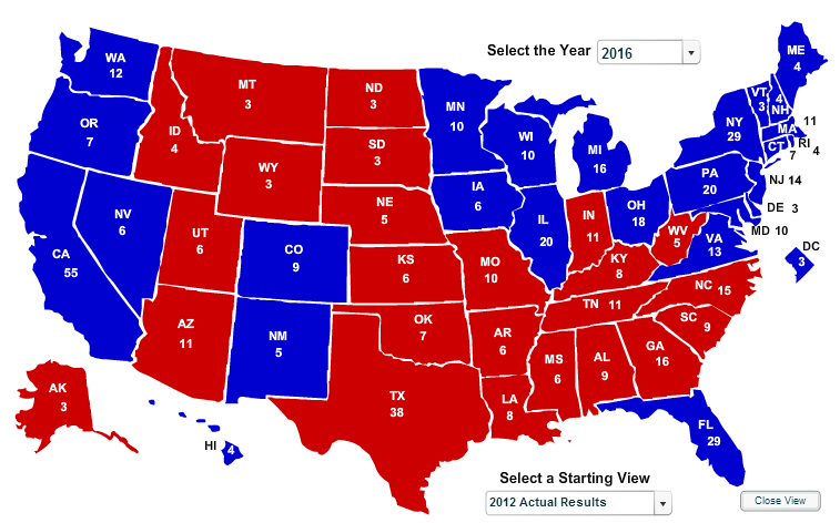 Electoral College Map 2016 (American Research Group, Inc., 2014)