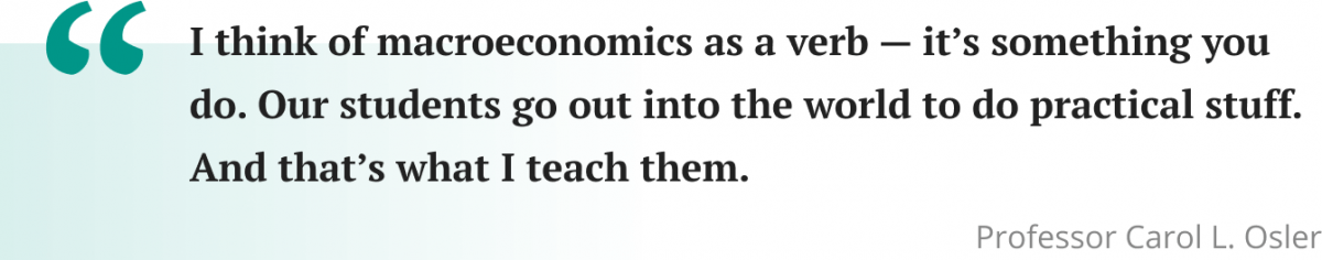 Professor Carol L. Osler's quote about macroeconomics as a verb.