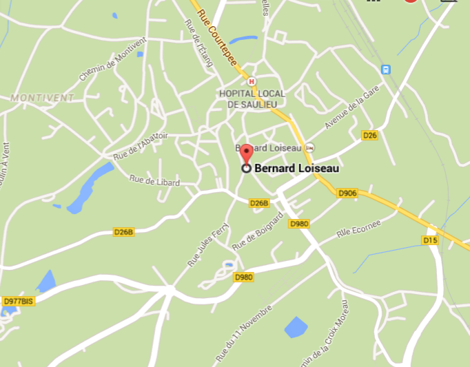 A map showing the location of Le Relais Bernard Loiseau restaurant