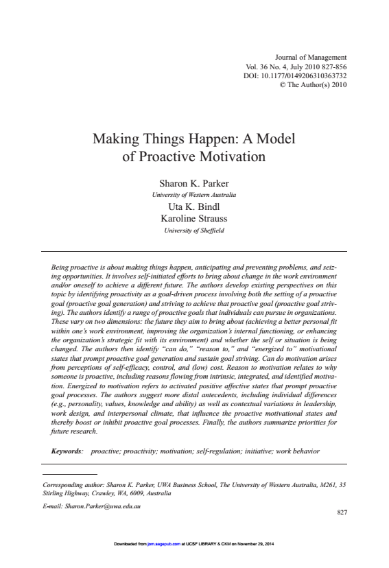 Making things happen: A model of proactive motivation.