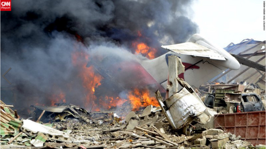 Crashed Boeing MD-83 in Nigeria.