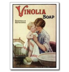The advertisement of Vinolia soap.