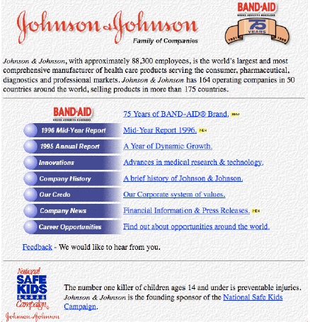 jnj.com website 1996