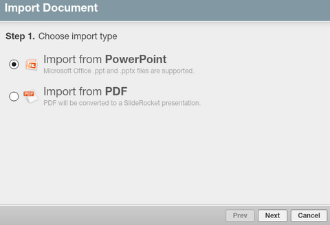 Select what to import, whether PDF or PowerPoint and click on the ‘Next’ button