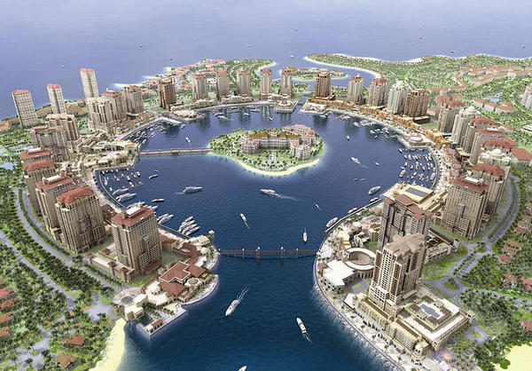 An aerial view of The Pearl Qatar.