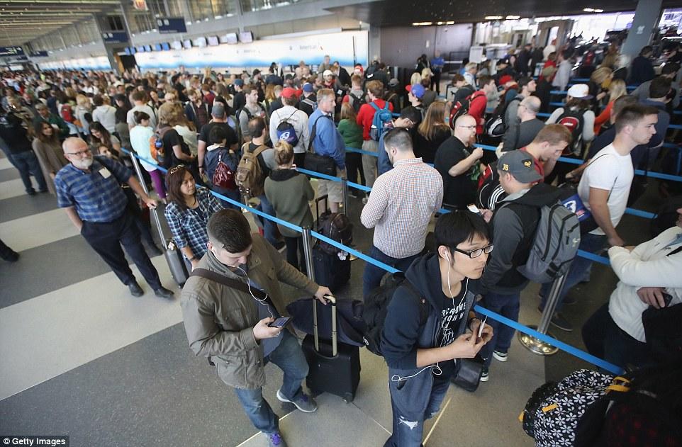 Passengers may have to wait hours in long queues before they can board their planes