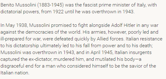 Benito Mussolini: WWII Participation