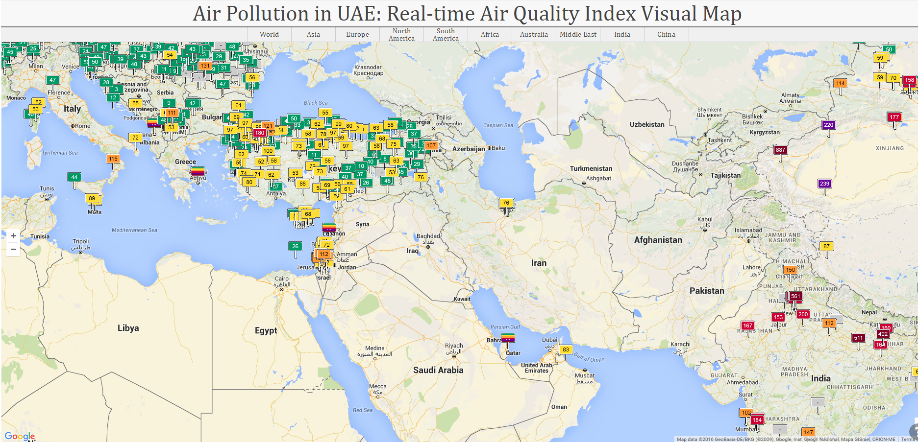 Air Pollution in UAE: Real-time Air Quality Index Visual Map.