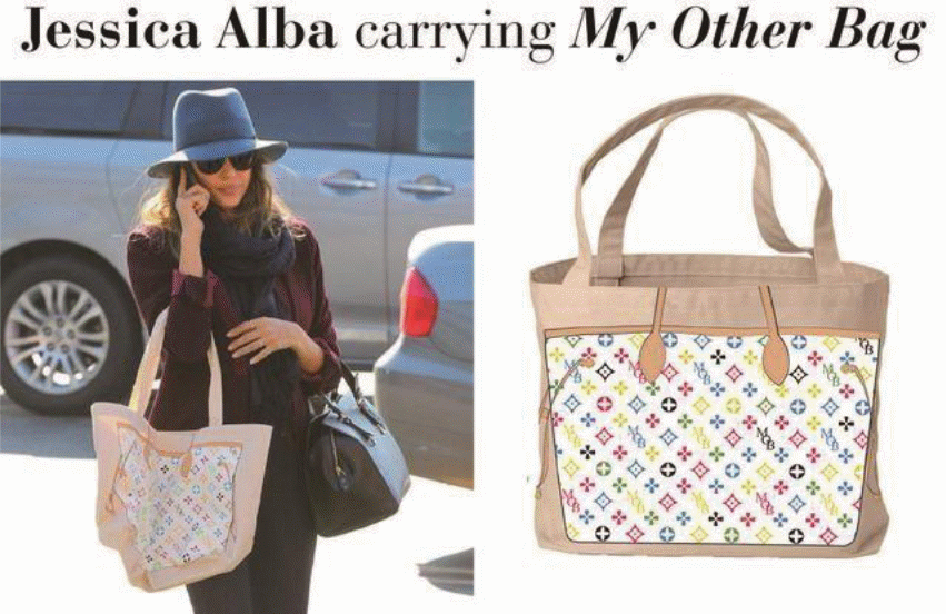 Jessica Alba with the contentious My Other Bag tote, source: http://fashion.qq.com/a/20160412/029690.htm