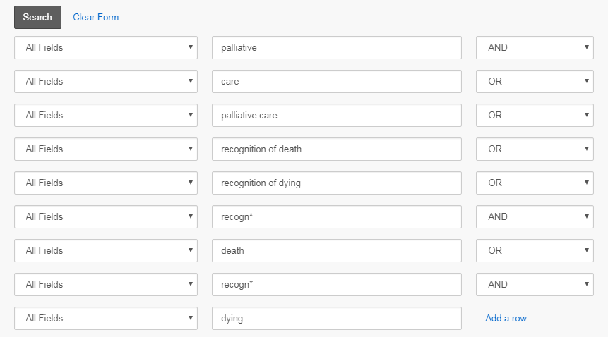 Search information for the CINAHL database.