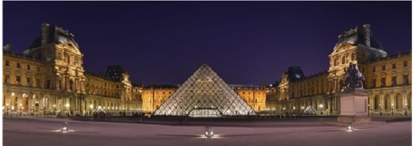 A graphical representation of the Louvre Pyramid.