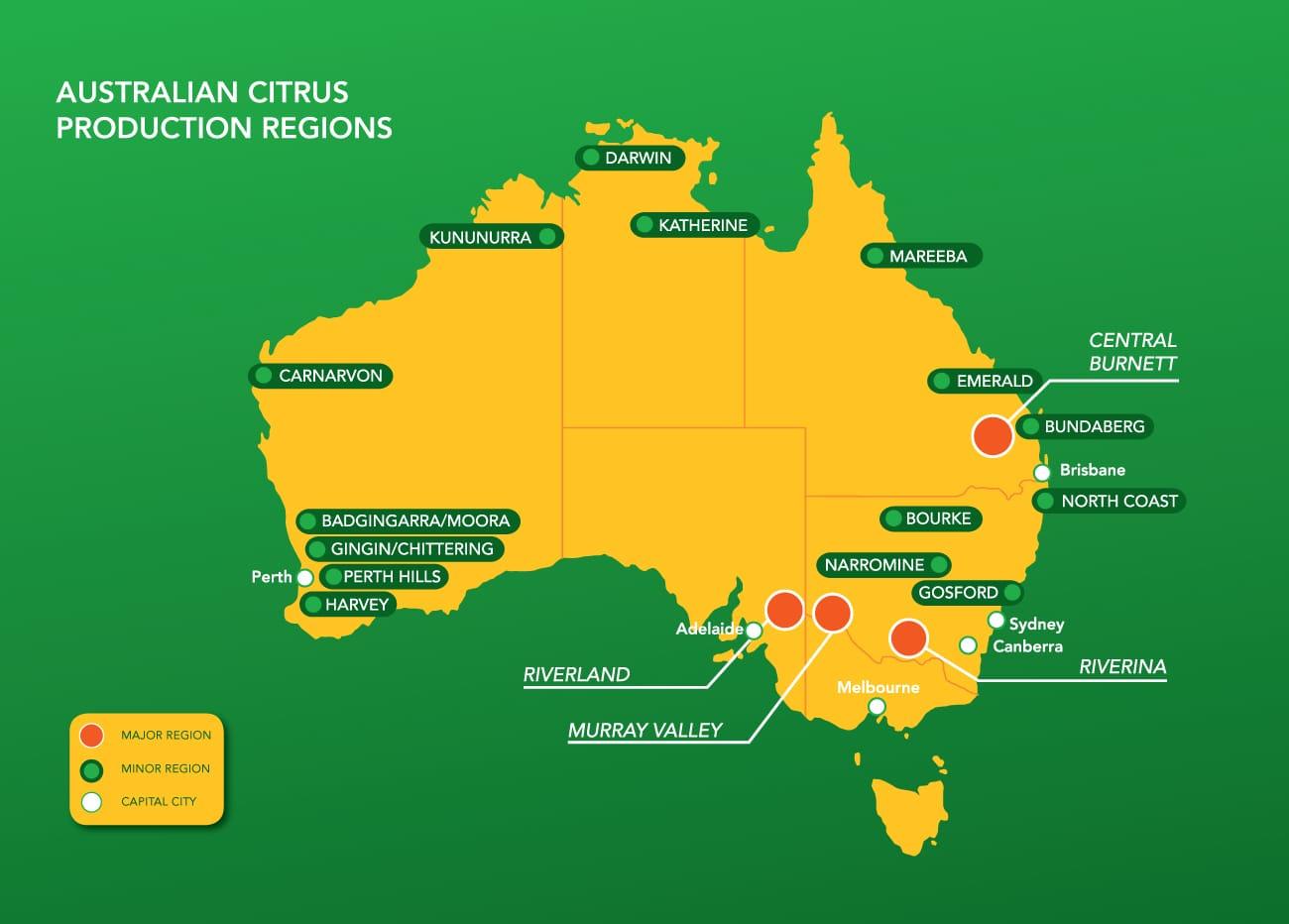 Australian citrus production regions
