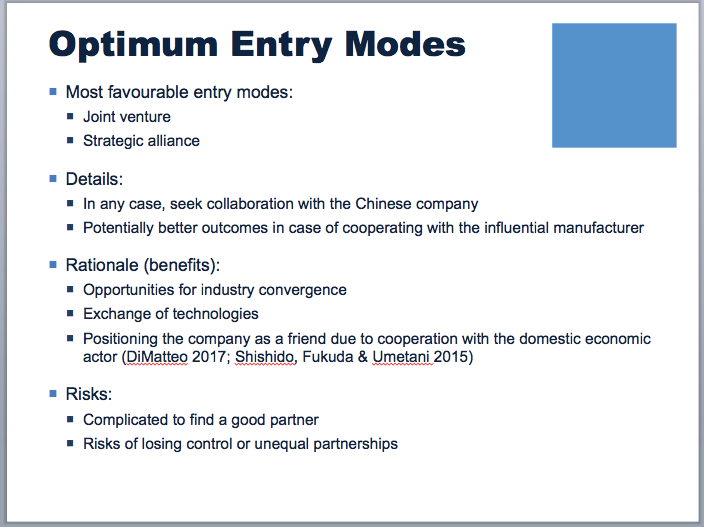 Optimum entry modes