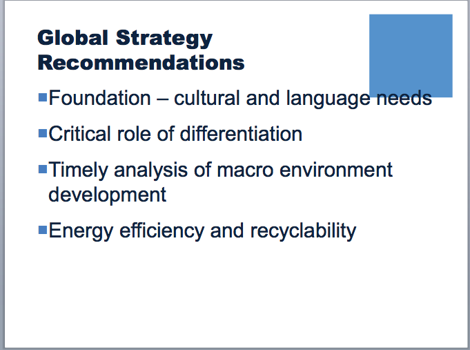 Global strategy recommendations