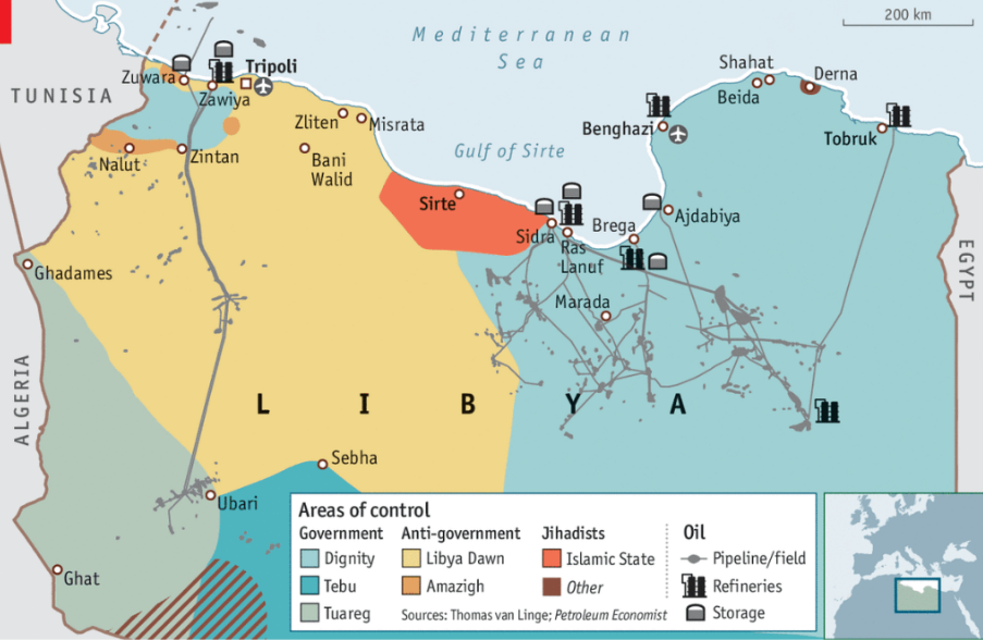 Areas controlled by the insurgents.