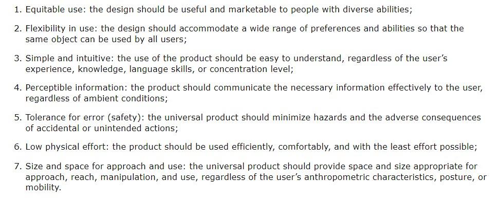 Seven universal principles for the design of assistive technologies.
