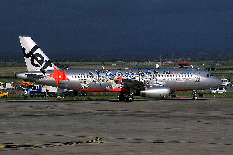 The Gold Coast Titans Jetstar A320 VH-VQP
