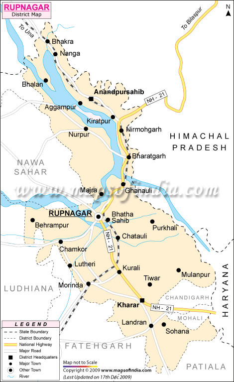 Showing the area of Ropar districts.