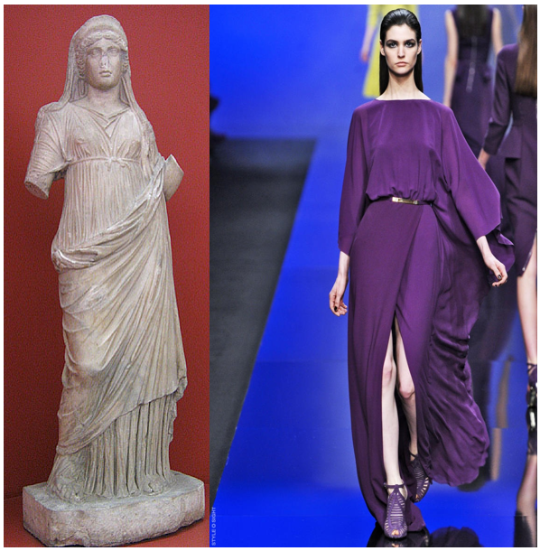 (“Elie Saab Fall/Winter 2013 Garment inspired by the way stola was worn over under tunic”)