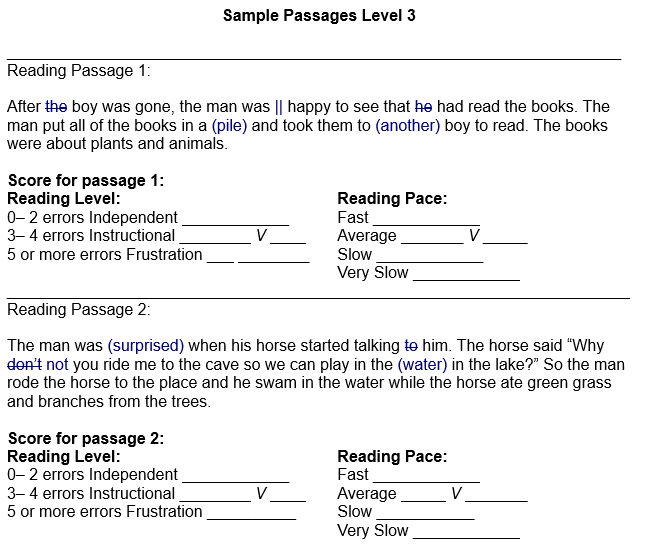 Sample Passages Level 3
