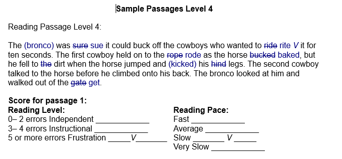 Sample Passages Level 4
