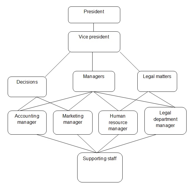 The organizational structure of Irshad Consultancy Company.