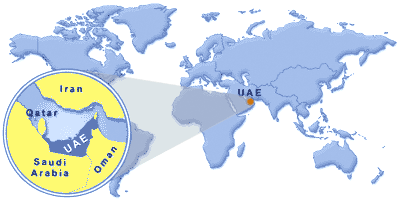 The placement of UAE in the globe showing the equator.