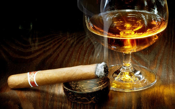 Cognac served with a cigar