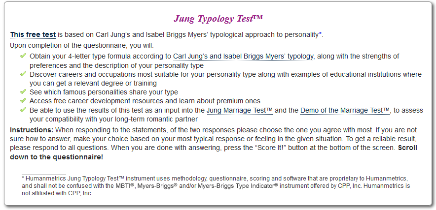 Jung Typology Test