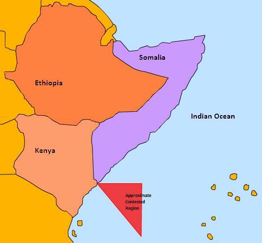 The map representation of Somalia-Kenya shoreline boundaries.