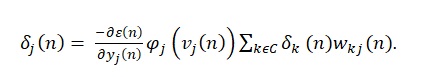  The calculation of the local gradient for every hidden neuron