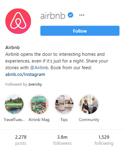 Airbnb reach on Instagram.