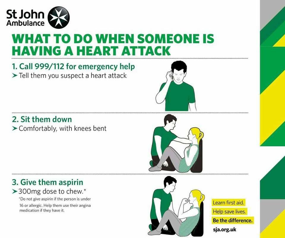 What to do when someone is having a heart attack.