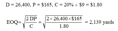 Calculation of Economic Order Quantity