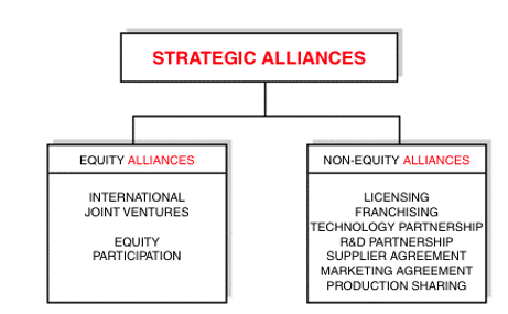 The partnership in equity and non-equity alliances.