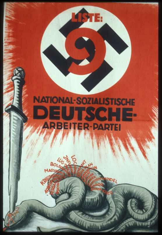 Posters and anti-semitic caricatures