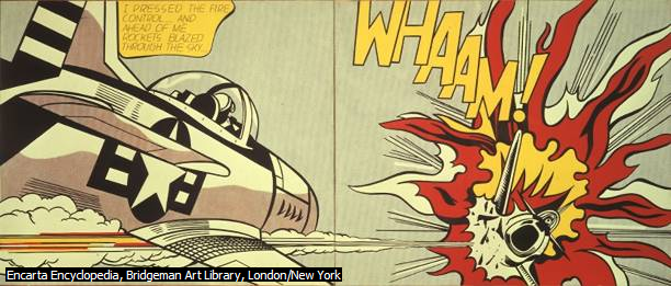 Whaam! Painting by Roy Lichtenstein 1.73 by 4.06 m (5 ft 7 in by 13 ft 4 in) Bridgeman Art Library, London/New York