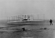 Kitty Hawk, NC (North Carolina), December 17, 1903. Orville Wright's famous first airplane flight.