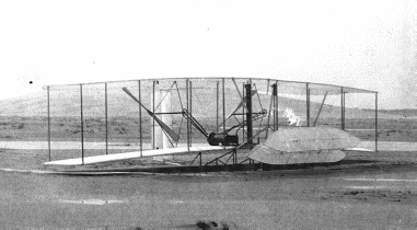 The 1903 Wright Flyer 1, after its fourth and final flight.