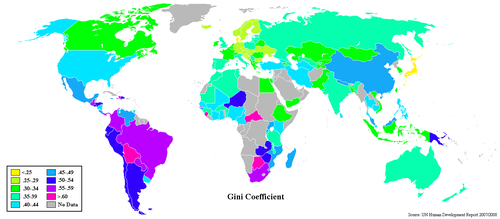  SEQ Figure * ARABIC 3: Graphical Presentation of Gini Index (source: UN Human Development Report, 2007-2008