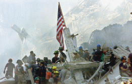 New York Firemen to the Rescue. Many Were Already Inside the Twin Towers and Died Heroically Trying to Rescue the Innocent.