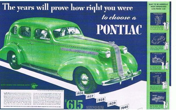1936 Pontiac Automobile AD Green Family CAR 1930s