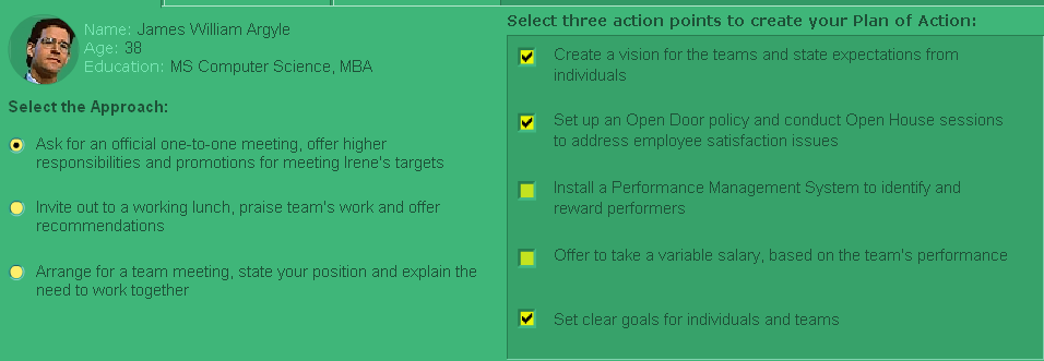 Selecting action points for the plan of action
