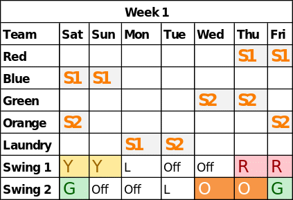 Schedule for Week 1