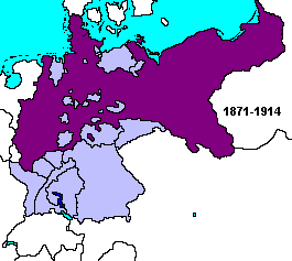 Showing the extended boundaries of Prussia in the period 1871