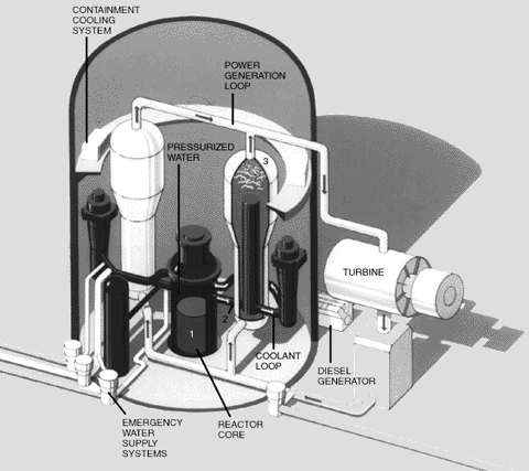 Three-dimensional image of the Pressurised Water Reactor.