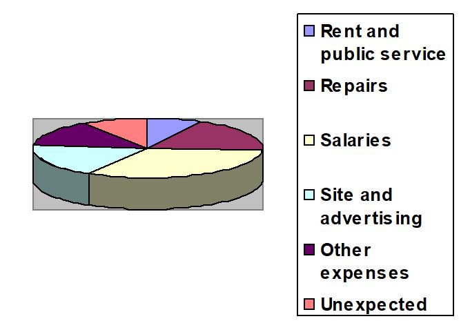 An approximate cost plan presented in the form of a diagram, which reflects the main sources of expenses.An approximate cost plan presented in the form of a diagram, which reflects the main sources of expenses.